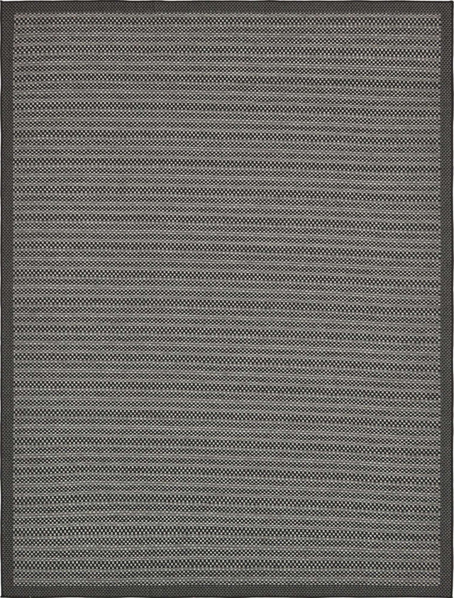 Gray 9' x 12' Outdoor Border Rectangle Area Rug Weather Resistant for Patio, Deck, Terrace, Balcony, Porch