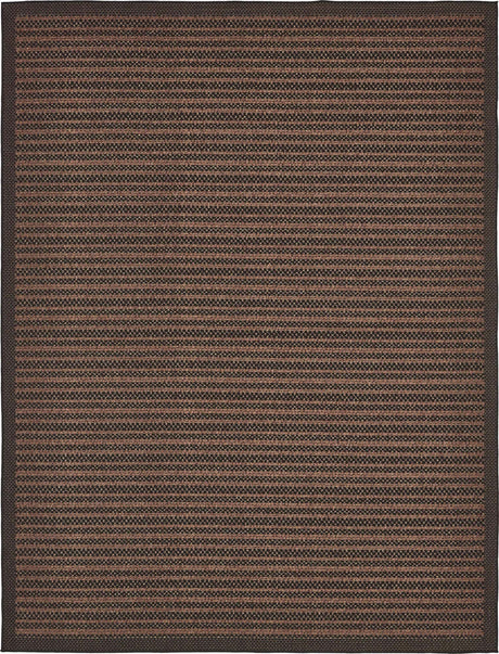 Brown 9' x 12' 2 Outdoor Border Rectangle Rug