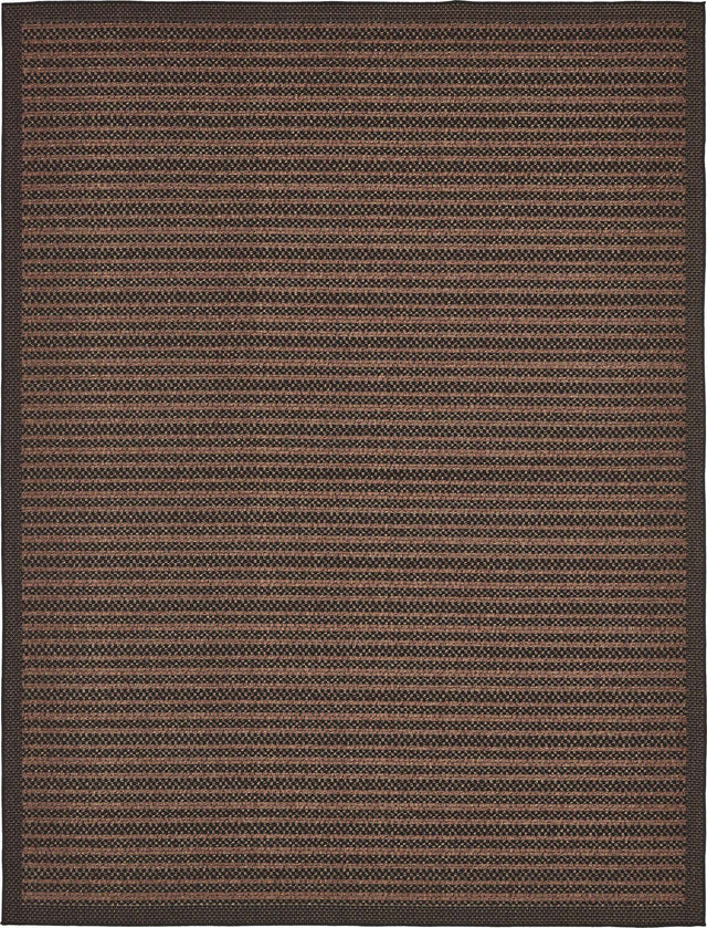 Brown 9' x 12' 2 Outdoor Border Rectangle Rug