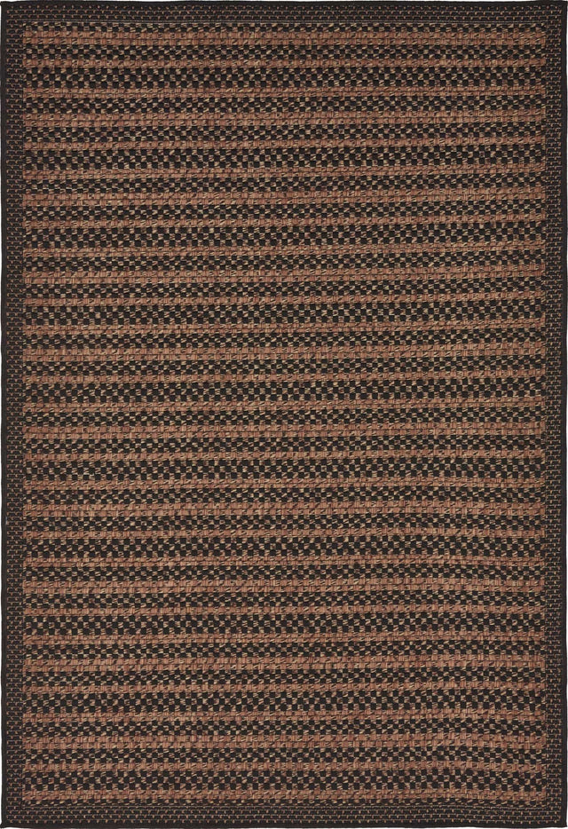 Brown 4' 1 x 6' 1 Outdoor Border Rectangle Rug
