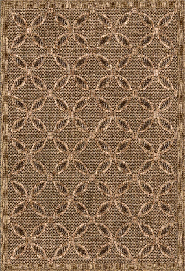 Light Brown 4' 1 x 6' 1 Outdoor Trellis Rectangle Area Rug Weather Resistant for Patio, Deck, Terrace, Balcony, Porch Geometric Design Water Safe Outside Carpet for Sale at Rug Engine