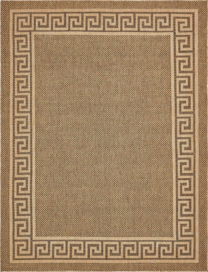 Brown 9' x 12' 2 Outdoor Border Rectangle Rug