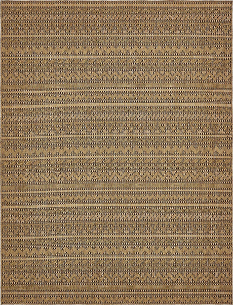 Light Brown 9' x 12' Outdoor Modern Rectangle Area Rug Weather Resistant for Patio, Deck, Terrace, Balcony, Porch