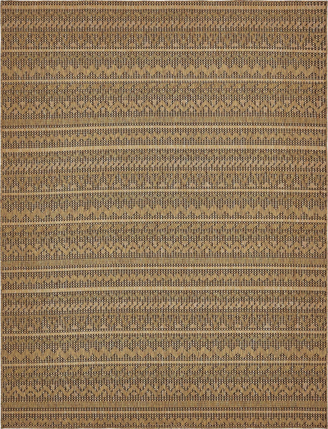 Light Brown 9' x 12' Outdoor Modern Rectangle Area Rug Weather Resistant for Patio, Deck, Terrace, Balcony, Porch
