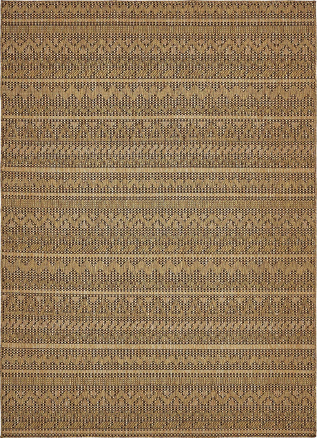 Light Brown 7' x 10' Outdoor Modern Rectangle Area Rug Weather Resistant for Patio, Deck, Terrace, Balcony, Porch