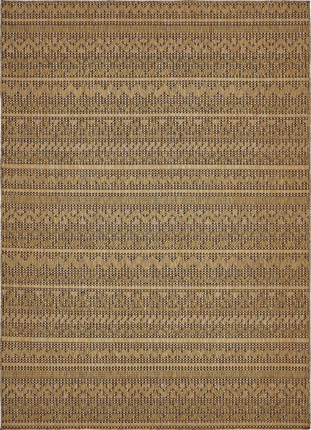 Light Brown 7' x 10' Outdoor Modern Rectangle Area Rug Weather Resistant for Patio, Deck, Terrace, Balcony, Porch