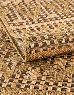 Light Brown 4' 1 x 6' 1 Outdoor Modern Rectangle Area Rug Weather Resistant for Patio, Deck, Terrace, Balcony, Porch