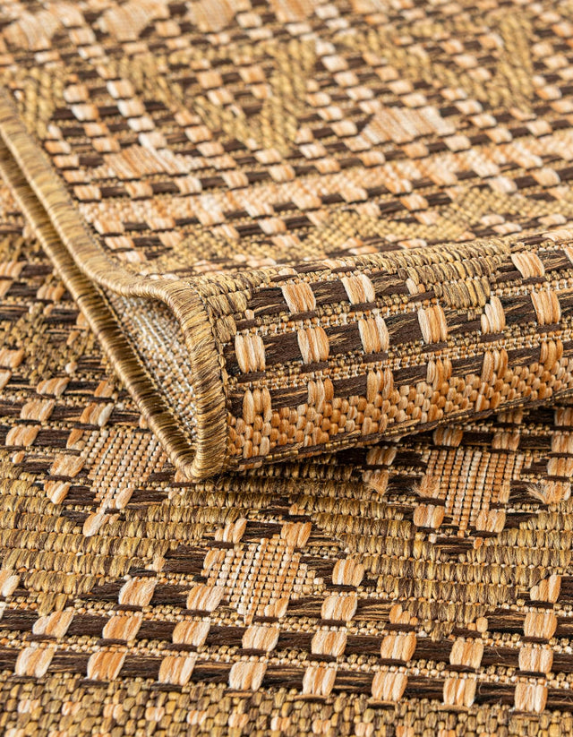 Light Brown 4' 1 x 6' 1 Outdoor Modern Rectangle Area Rug Weather Resistant for Patio, Deck, Terrace, Balcony, Porch