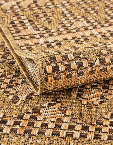 Light Brown 5' 1 x 8' Outdoor Modern Rectangle Area Rug Weather Resistant for Patio, Deck, Terrace, Balcony, Porch 100% Polypropylene Modern Outside Carpet for Sale at Rug Engine