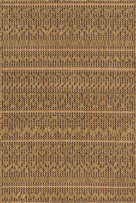 Light Brown 4' 1 x 6' 1 Outdoor Modern Rectangle Area Rug Weather Resistant for Patio, Deck, Terrace, Balcony, Porch