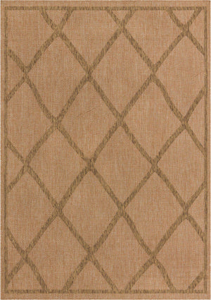 Light Brown 8' x 11' 4 Outdoor Trellis Rectangle Area Rug Weather Resistant for Patio, Deck, Terrace, Balcony, Porch Geometric Design Water Safe Outside Carpet for Sale at Rug Engine