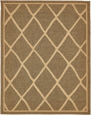 Brown 9' x 12' Outdoor Trellis Rectangle Area Rug Weather Resistant for Patio, Deck, Terrace, Balcony, Porch Geometric Design Water Safe Outside Carpet for Sale at Rug Engine