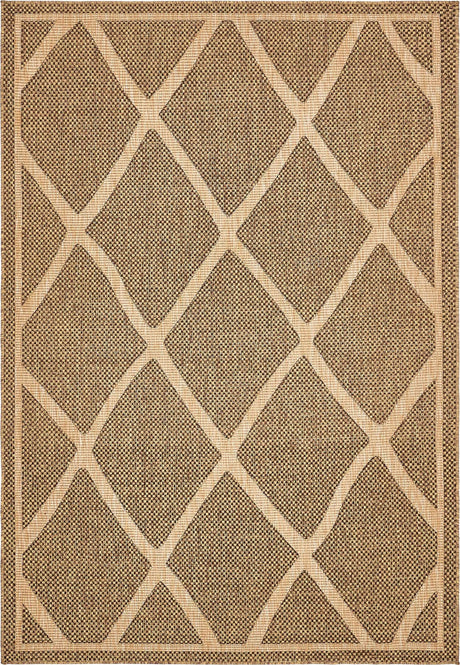 Brown 6' 1 x 9' Outdoor Trellis Rectangle Area Rug Weather Resistant for Patio, Deck, Terrace, Balcony, Porch