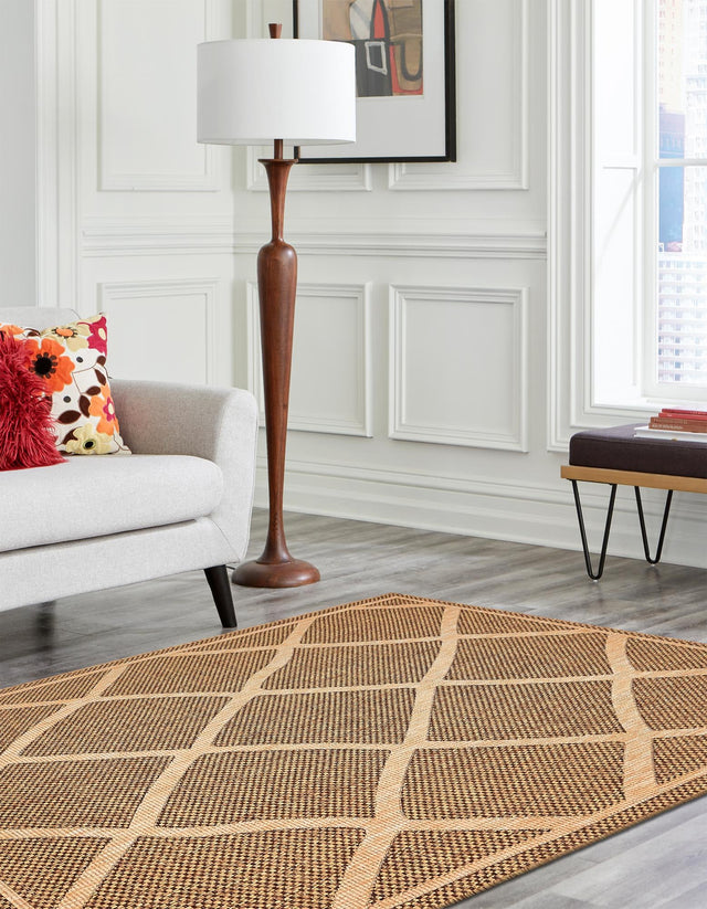 Brown 7' 1 x 10' Outdoor Trellis Rectangle Rug