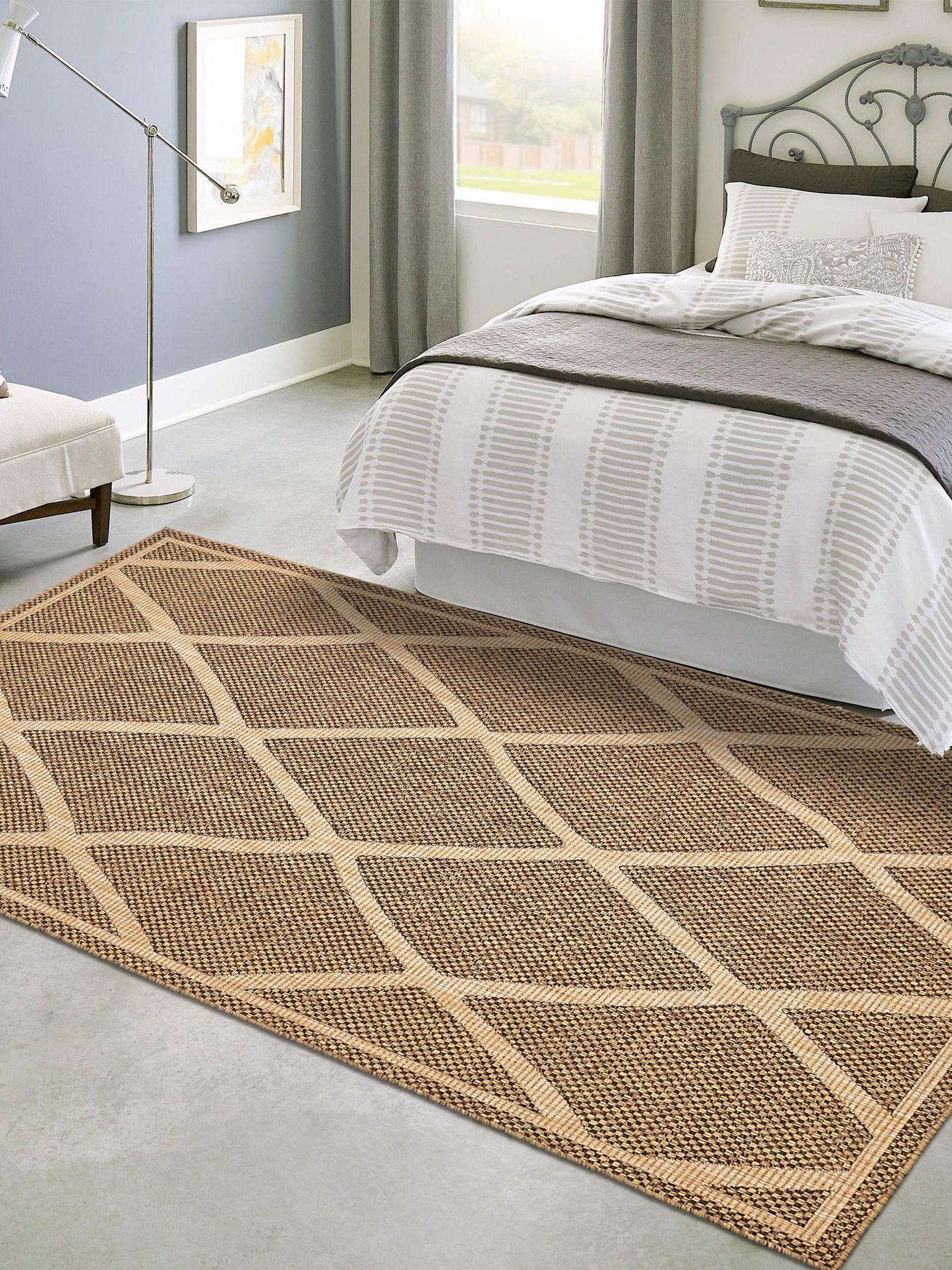 Brown 8' x 11' 4 Outdoor Trellis Rectangle Area Rug Weather Resistant for Patio, Deck, Terrace, Balcony, Porch Geometric Design Water Safe Outside Carpet for Sale at Rug Engine