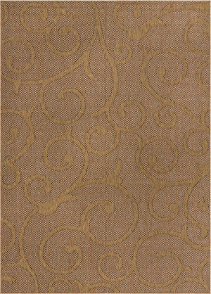 Light Brown 8' x 11' 4 Outdoor Botanical Rectangle Rug