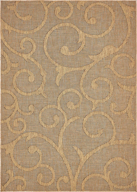 Light Brown 7' x 10' Outdoor Botanical Rectangle Rug