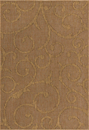 Light Brown 6' 1 x 9' Outdoor Botanical Rectangle Area Rug Weather Resistant for Patio, Deck, Terrace, Balcony, Porch Polypropylene Garden Floral Tropical Carpet for Sale at Rug Engine