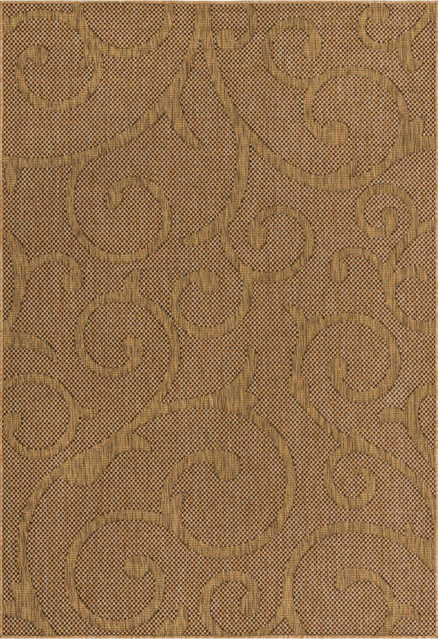 Light Brown 6' 1 x 9' Outdoor Botanical Rectangle Area Rug Weather Resistant for Patio, Deck, Terrace, Balcony, Porch Polypropylene Garden Floral Tropical Carpet for Sale at Rug Engine