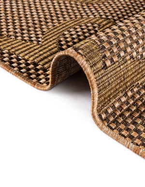 Light Brown 5' x 8' Outdoor Botanical Rectangle Area Rug Weather Resistant for Patio, Deck, Terrace, Balcony, Porch