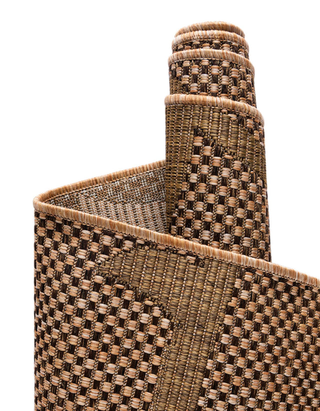 Light Brown 5' x 8' Outdoor Botanical Rectangle Area Rug Weather Resistant for Patio, Deck, Terrace, Balcony, Porch