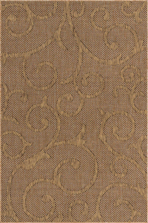 Light Brown 5' x 8' Outdoor Botanical Rectangle Area Rug Weather Resistant for Patio, Deck, Terrace, Balcony, Porch