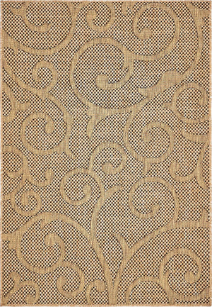 Light Brown 4' x 6' Outdoor Botanical Rectangle Area Rug Weather Resistant for Patio, Deck, Terrace, Balcony, Porch Polypropylene Garden Floral Tropical Carpet for Sale at Rug Engine