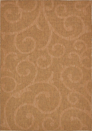Brown 7' 1 x 10' Outdoor Botanical Rectangle Area Rug Weather Resistant for Patio, Deck, Terrace, Balcony, Porch Polypropylene Garden Floral Tropical Carpet for Sale at Rug Engine