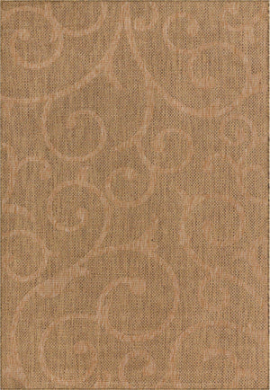 Brown 6' x 9' Outdoor Botanical Rectangle Area Rug Weather Resistant for Patio, Deck, Terrace, Balcony, Porch Polypropylene Garden Floral Tropical Carpet for Sale at Rug Engine