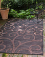Chocolate Brown 5' 1 x 8' Outdoor Botanical Rectangle Rug