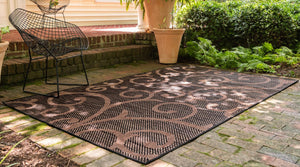 Chocolate Brown 9' x 12' 2 Outdoor Botanical Rectangle Rug