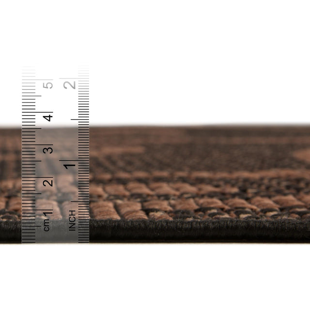 Chocolate Brown 5' 1 x 8' Outdoor Botanical Rectangle Rug