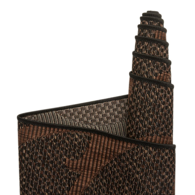 Chocolate Brown 3' 3 x 5' 3 Outdoor Botanical Rectangle Area Rug Weather Resistant for Patio, Deck, Terrace, Balcony, Porch Polypropylene Garden Floral Tropical Carpet for Sale at Rug Engine