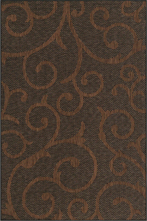 Chocolate Brown 5' 1 x 8' Outdoor Botanical Rectangle Rug