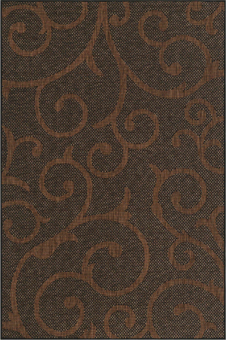 Chocolate Brown 5' 1 x 8' Outdoor Botanical Rectangle Rug
