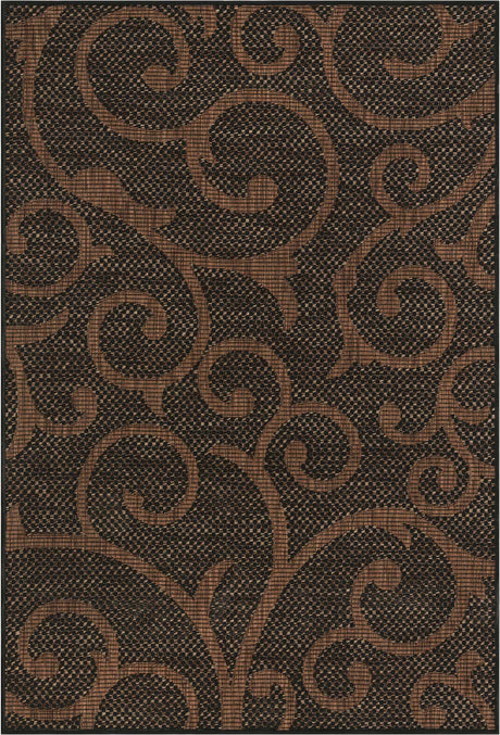 Chocolate Brown 4' 1 x 6' 1 Outdoor Botanical Rectangle Rug