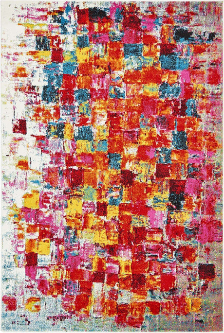 Multicolor 6' 1 x 9' Estrella Rectangle Area Rug 100% Polypropylene Non-Shedding Stain Resistant Carpet Colorful Modern Abstract Design Easy Clean for Home Decor for Sale at Rug Engine