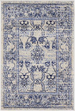 Ivory Blue 2' x 3' 1 La Jolla Rectangle Area Rug 100% Polypropylene Traditional Pattern Easy Clean Carpet for Living, Dining, Bedroom, Office for Sale at Rug Engine
