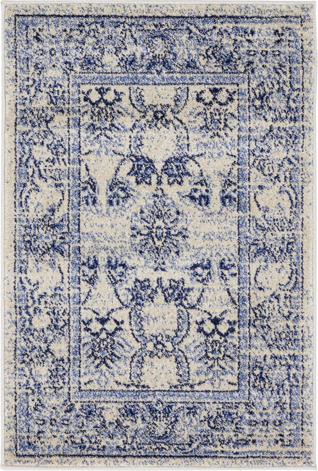 Ivory Blue 2' x 3' 1 La Jolla Rectangle Area Rug 100% Polypropylene Traditional Pattern Easy Clean Carpet for Living, Dining, Bedroom, Office for Sale at Rug Engine