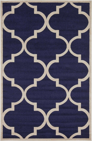 Navy Blue 6' 1 x 9' Trellis Rectangle Rug