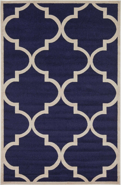 Navy Blue 6' 1 x 9' Trellis Rectangle Area Rug