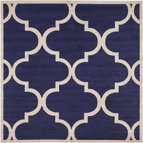 Navy Blue 7' 10 x 7' 10 Trellis Square Area Rug