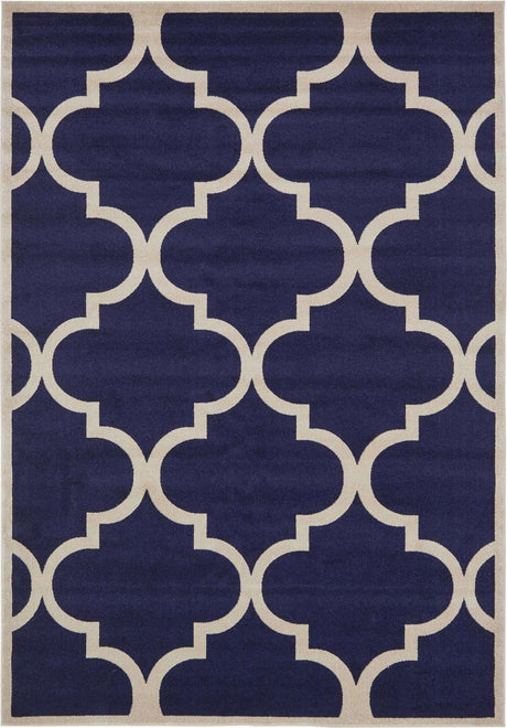 Navy Blue 7' 10 x 11' Trellis Rectangle Area Rug