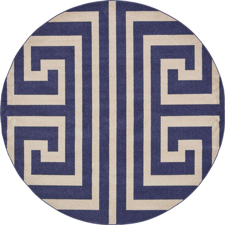 Navy Blue 7' 10 x 7' 10 Athens Round Area Rug 100% Polypropylene With Cotton Backing Easy Clean Indoor Living Dining Room Bedroom Office Carpet for Sale at Rug Engine