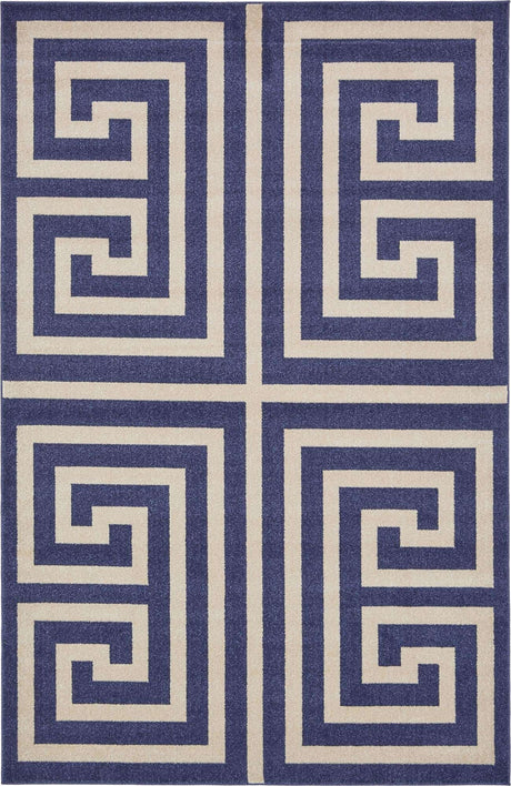 Navy Blue 6' 1 x 9' Athens Rectangle Area Rug 100% Polypropylene With Cotton Backing Easy Clean Indoor Living Dining Room Bedroom Office Carpet for Sale at Rug Engine