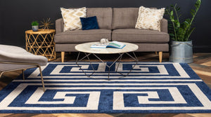 Navy Blue 7' 10 x 7' 10 Athens Square Area Rug 100% Polypropylene With Cotton Backing Easy Clean Indoor Living Dining Room Bedroom Office Carpet for Sale at Rug Engine
