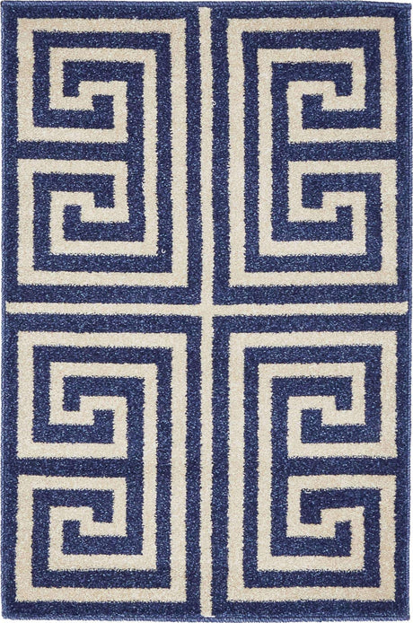 Navy Blue 2' x 3' 1 Athens Rectangle Area Rug 100% Polypropylene With Cotton Backing Easy Clean Indoor Living Dining Room Bedroom Office Carpet for Sale at Rug Engine