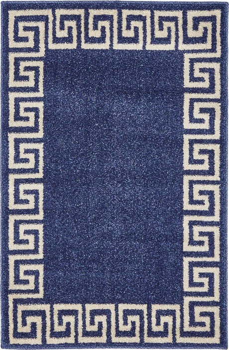 Navy Blue 2' x 3' 1 Athens Rectangle Area Rug 100% Polypropylene With Cotton Backing Easy Clean Indoor Living Dining Room Bedroom Office Carpet for Sale at Rug Engine