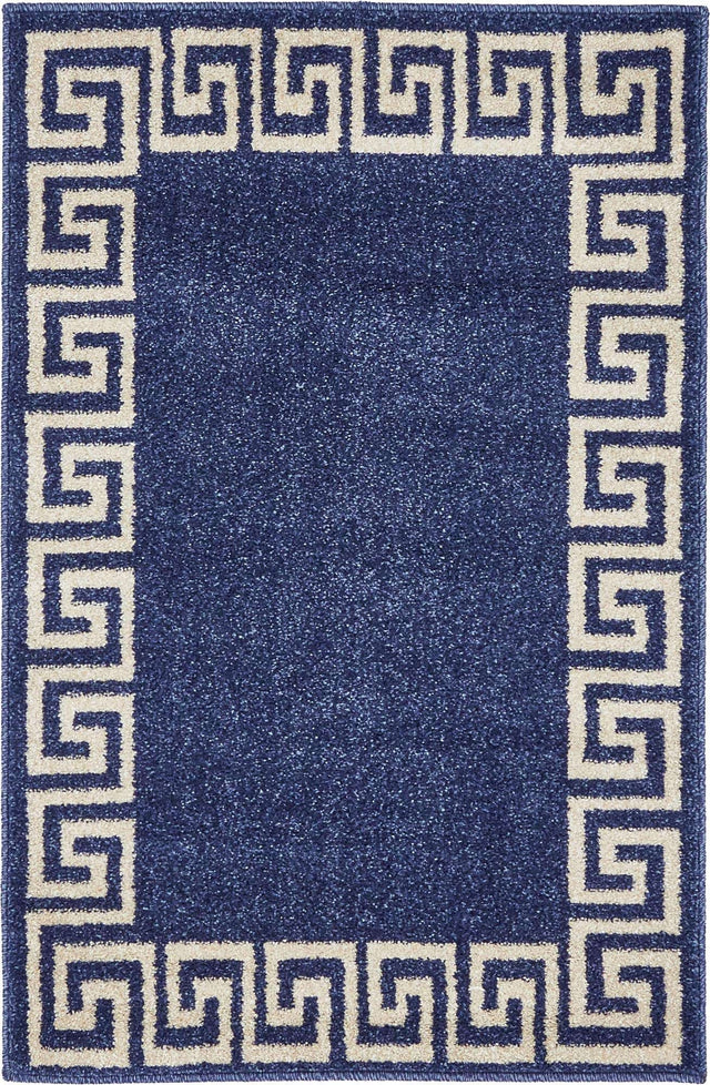 Navy Blue 2' x 3' 1 Athens Rectangle Area Rug 100% Polypropylene With Cotton Backing Easy Clean Indoor Living Dining Room Bedroom Office Carpet for Sale at Rug Engine