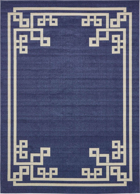Dark Blue 9' x 12' Athens Rectangle Area Rug 100% Polypropylene With Cotton Backing Easy Clean Indoor Living Dining Room Bedroom Office Carpet for Sale at Rug Engine